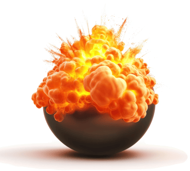 Fiery explosion emanating from a dark sphere. png
