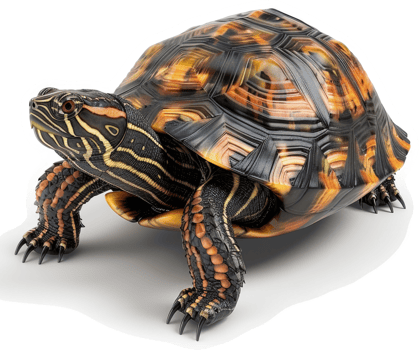 Close-up of a colorful painted turtle. png