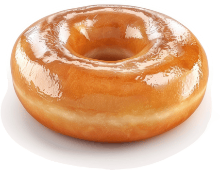 Glazed donut, perfectly round and glistening. png