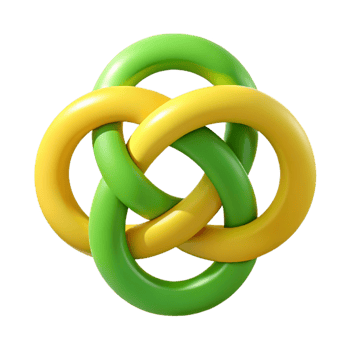 pristine bold rustic Interlocking circles and squares, flat green and yellow with Scalable Design. professional png