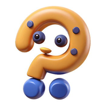 vibrant mid-century Question mark character with a curious expression. Scalable, minimal, symmetrical design with Scalable Design. luxury png