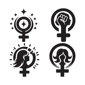 Feminist Movement Icon Line Drawing vector