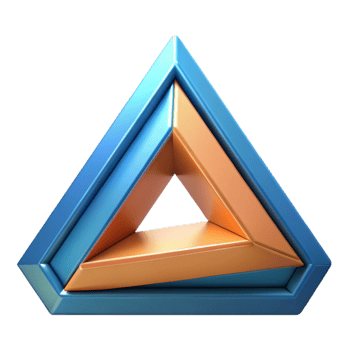 acclaimed classic Geometric logo featuring overlapping triangles. Crisp edges, flat color with Scalable Design. detailed png