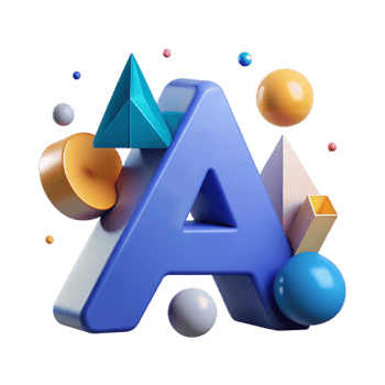 splendid ethereal creative Abstract letter A with geometric shapes. Clean lines, flat color, with Scalable Design. high resolution png