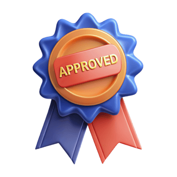 ethereal magnificent Ribbon badge with the text Approved . Flat color, crisp edges, single-weight stroke with Scalable Design. gallery standard png