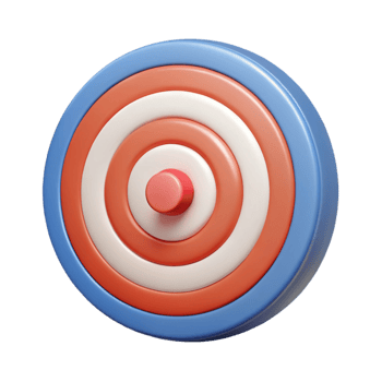 reflective breathtaking Target icon with concentric circles, clean lines, single-weight stroke. Flat color, with Scalable Design. premium png
