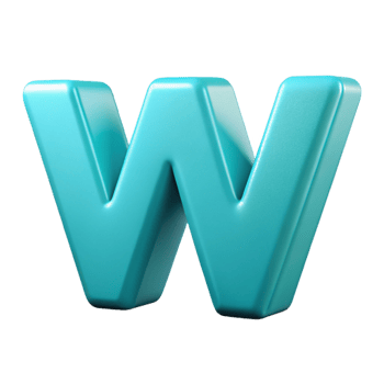enchanting timeless Crisp edges W in flat cyan. Clean lines with Scalable Design. png