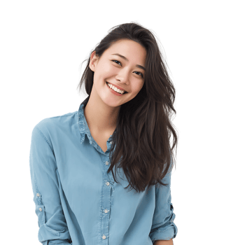 Smiling woman in blue shirt png
