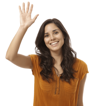 A woman waving her hand up in the air png