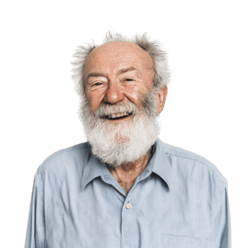 An older man with a beard and a blue shirt png