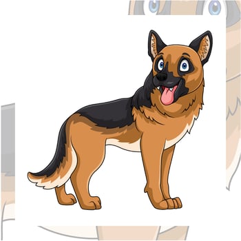 Cartoon german shepherd dog on white background vector