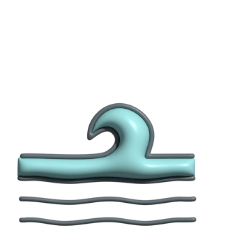 3D Render of Wave Icon Ocean Motion and Fluid Dynamics Symbol png
