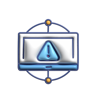 A computer with a warning sign on it png