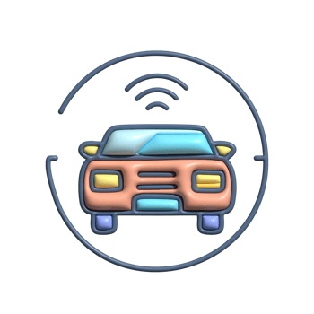 3D Car Wireless Connectivity and Smart Driving Concept png