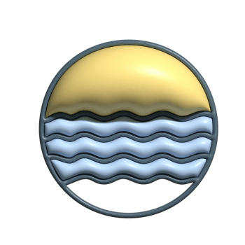 A 3d image of a wave and sun png