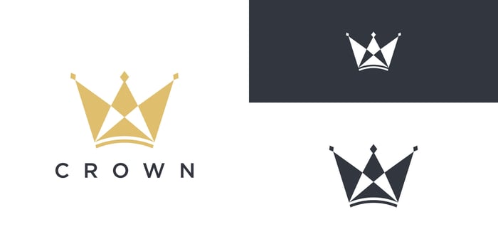 Gold crown logo. Royal king vector