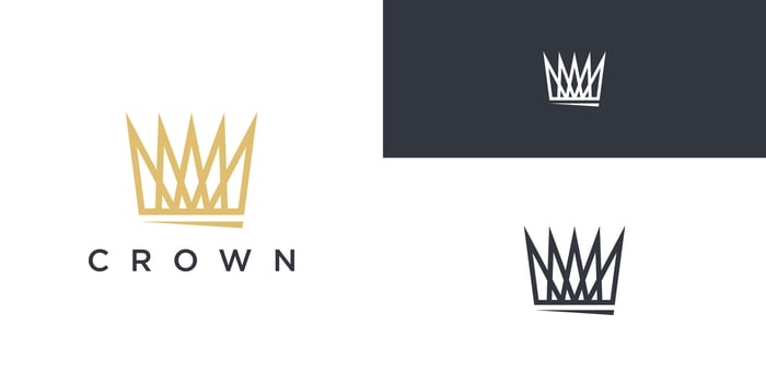 gold crown logo. Royal king icon design. Premium vector