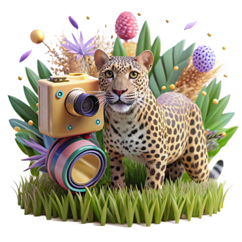vibrant artistic Ai Powered Camera Observing Polar Bear Cutout authentic png