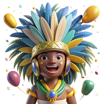 beautiful traditional Brazilian Samba Dancer Feathered Costume Isolated exclusive png