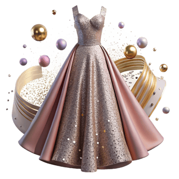wonderful artistic Ballroom Gown Sparkling Sequins Cutout Elegant Silhouette high quality png