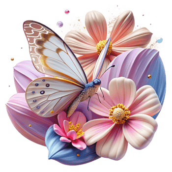 beautiful rustic Butterfly on Pink Cosmos Flower Isolated professional png