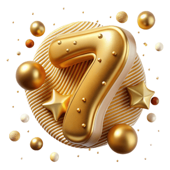 impressive contemporary Embossed Number 7 Isolated Gold high quality png