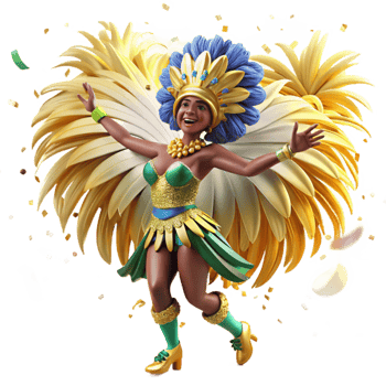 extraordinary artistic Brazilian Samba Dancer Feathered Costume Isolated premium png