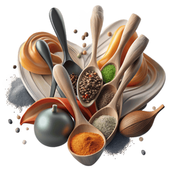 beautiful classic Assortment of Spices in Spoons Transparent Background premium png