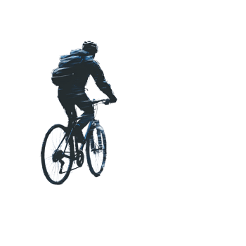 Silhouette of adult man cycling with backpack on black background Concept of outdoor activity, sport, fitness, and healthy lifestyle png