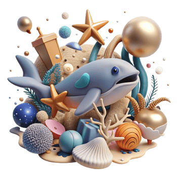 vibrant vintage Displaced Marine Life Searching for New Habitat Cutout Environmental Change high quality png
