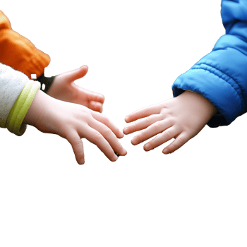 Two Childrens Hands Reaching Out to Each Other, Isolated on Black Background Concept of Friendship, Connection, and Childhood png