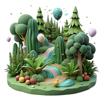 vibrant abstract Forest Landscape with Lush Greenery Cutout authentic png