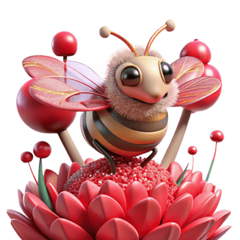 serene vintage Bee on Red Clover Flower Close Up Transparent Background high resolution png