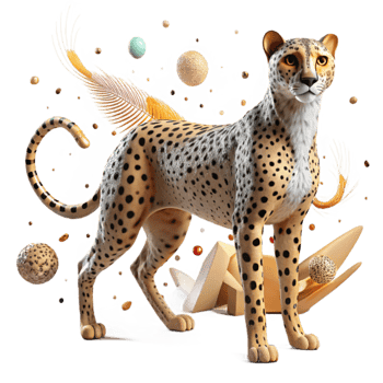 dramatic traditional Ai Monitoring Cheetah Isolated premium png