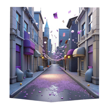 beautiful creative Empty City Street at Night Isolated Element high quality png