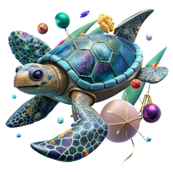 wonderful minimalist Drone Tracking Loggerhead Turtle in Ocean Transparent Background png