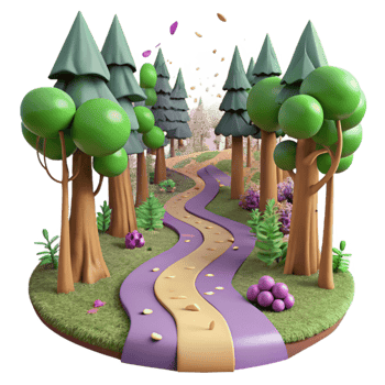 dramatic traditional Forest Path Winding Through Trees Isolated Element premium png