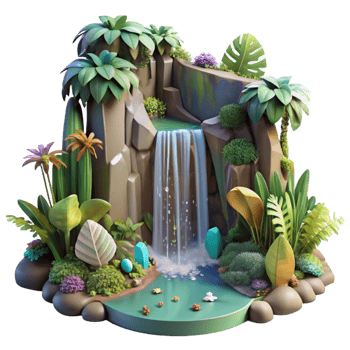 stunning minimalist Dense Jungle Waterfall Cutout professional png