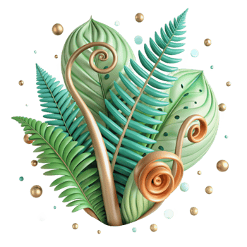 serene minimalist Fern Fronds Unfurling Isolated high quality png