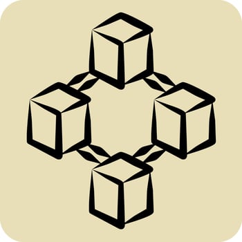 Icon Blockchain. related to Cryptocurrency symbol. hand drawn style vector