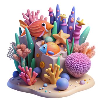 wonderful creative Coral Reef Underwater Scene Transparent Element exclusive png