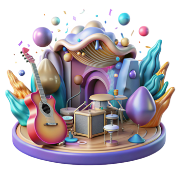 beautiful rustic Community Gathering Music Festival Vibrant Colors Transparent Background detailed png