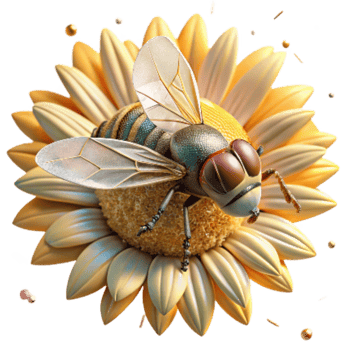 wonderful modern Close Up of Hoverfly on Sunflower Transparent Background authentic png