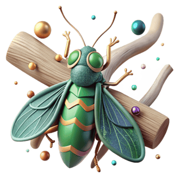 stunning classic Emerald Ash Borer on Branch Detailed Cutout original png
