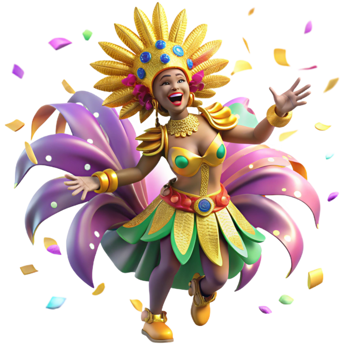 impressive contemporary Brazilian Carnival Samba Dancer Colorful Costume genuine png