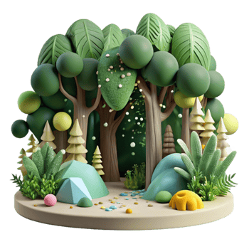 serene creative Forest Scene Cutout with Lush Greenery png