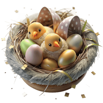 stunning creative Bird Nest with Chicks Cutout on Transparent Background authentic png
