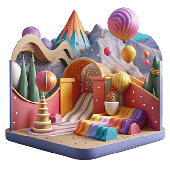 elegant classic Colorful Mural Landscape Scene Cutout with Panoramic Perspective original png