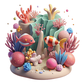 elegant modern Coral Reef with Diverse Marine Life Transparent Background professional png