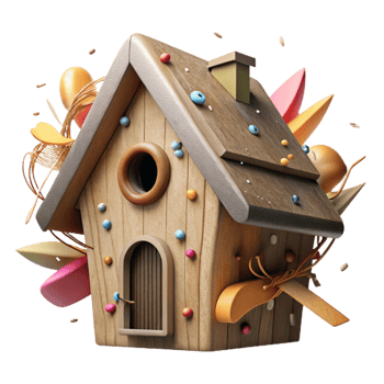 vibrant artistic Birdhouse Cutout with Rustic Charm exclusive png